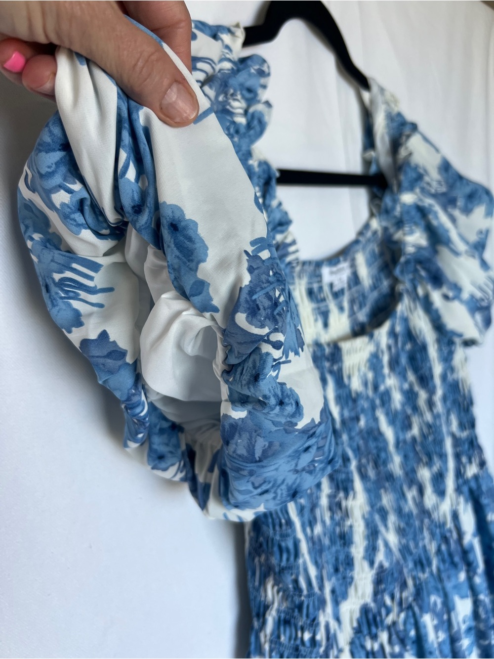 Blue Floral Smocked Puff-Sleeve Women’s Maxi Dress NWOT 1X - Picture 12 of 12